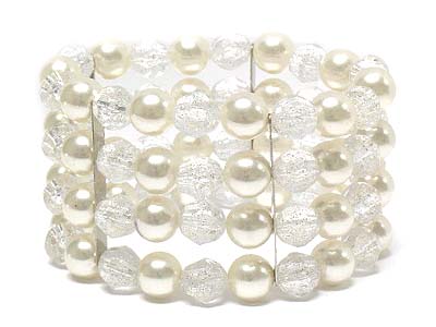 Multi pearl and sparkle beads 4 rows bracelet 