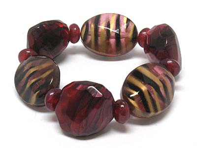 Animal pattern glass and acryl stone stretch bracelet 