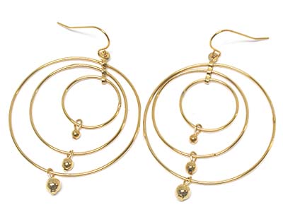 Triple circle frmae and ball charm earring 