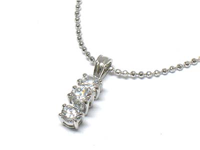 Three crystal linear drop pendant necklace