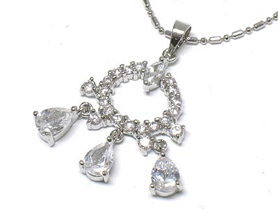 Crystal and cz deco pendant necklace