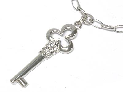 Crystal deco large key pendant big chain necklace 