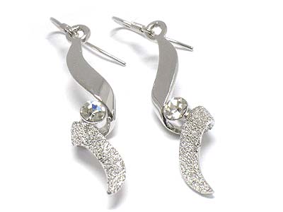 Crystal stud ribbon drop earring 