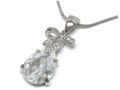 Boutique style crystal deco cz drop pendant necklace