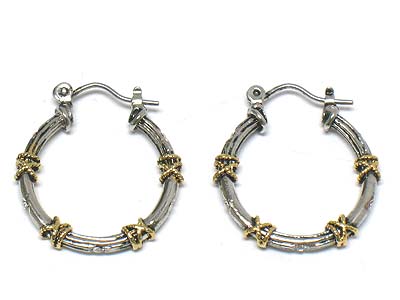 Gold plating deco small round hoop earring  - hoops