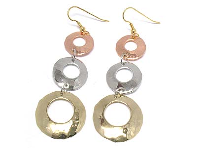 Tri tone round donut drop earring