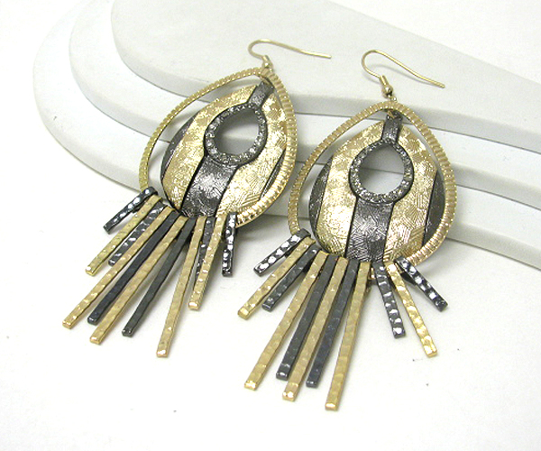 Aztec inspired multi bar drop earring -western