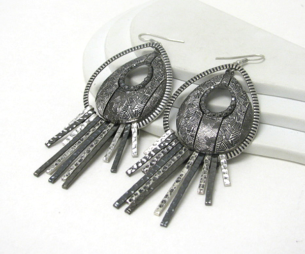 Aztec inspired multi bar drop earring -western