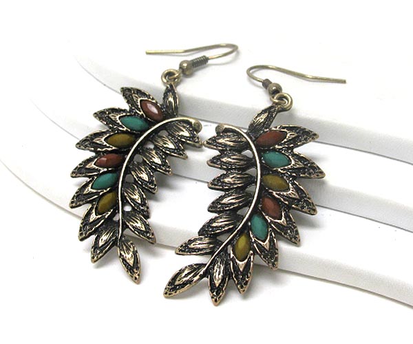 Metal feather earring