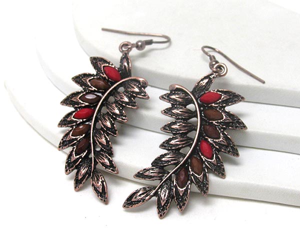 Metal feather earring