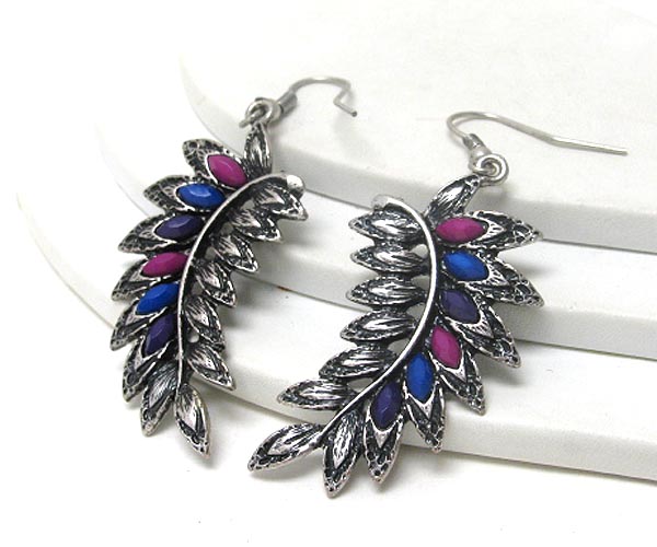 Metal feather earring