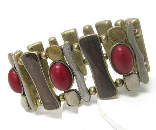 Epoxy and liquid metal bar link stretch bracelet