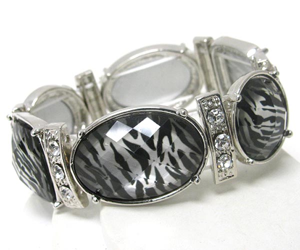 Crystal and animal print deco stretch bracelet