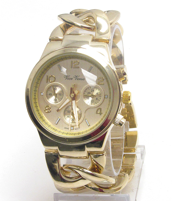 Michael kors style brass chain watch