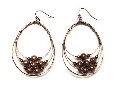 Burnich wire hoop and metal ball earring - hoops