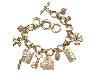 Fashion lucky charm dangle toggle bracelet