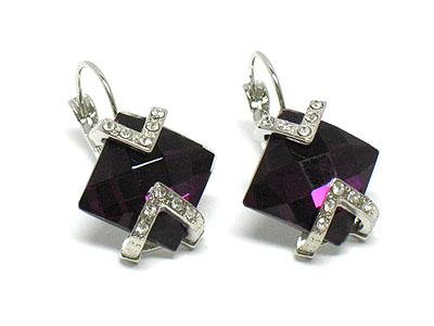 Facet glass and crystal deco earring 