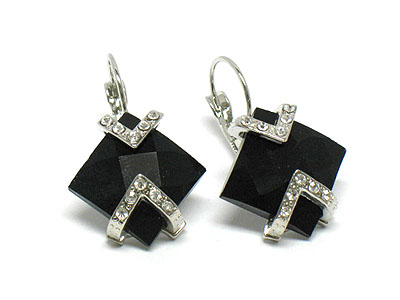 Facet glass and crystal deco earring