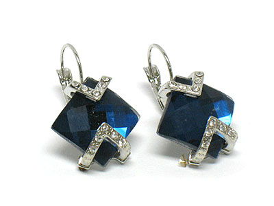 Facet glass and crystal deco earring