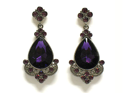 Austrian crystal  and glass tear drop earring