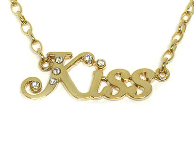 Made in korea whitegold plating crystal stud kiss necklace