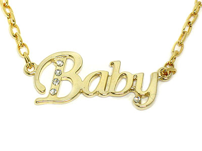 Made in korea whitegold plating crystal stud baby necklace