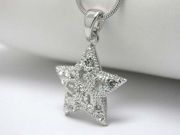 Made in korea whitegold plating crystal stud love star pendant necklace