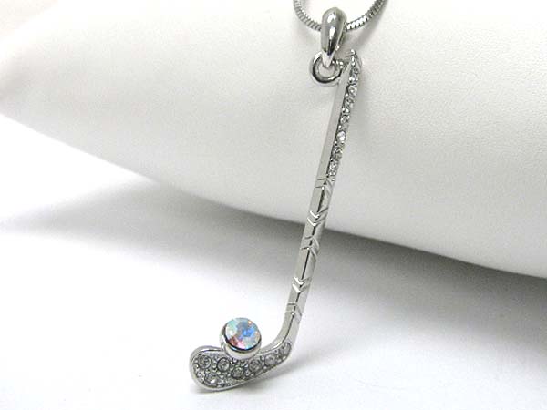 Made in korea whitegold plating crystal stud golf theme pendant necklace