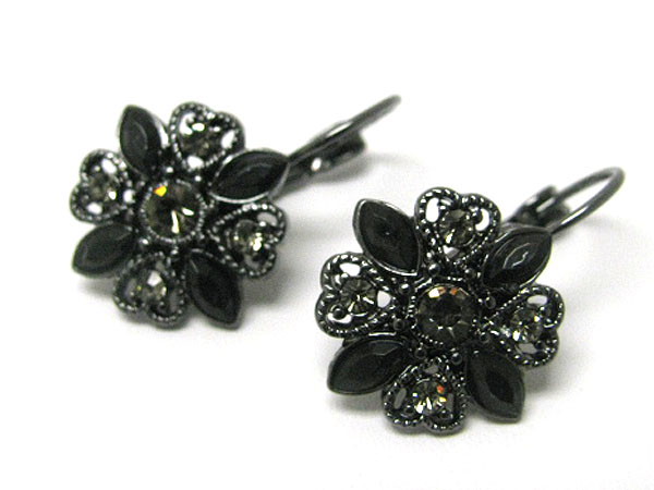 Crystal deco flower french clip earring