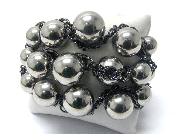 Metal ball and chain stretch bracelet