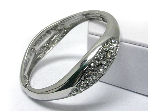 Paved crystal metal hinge bangle