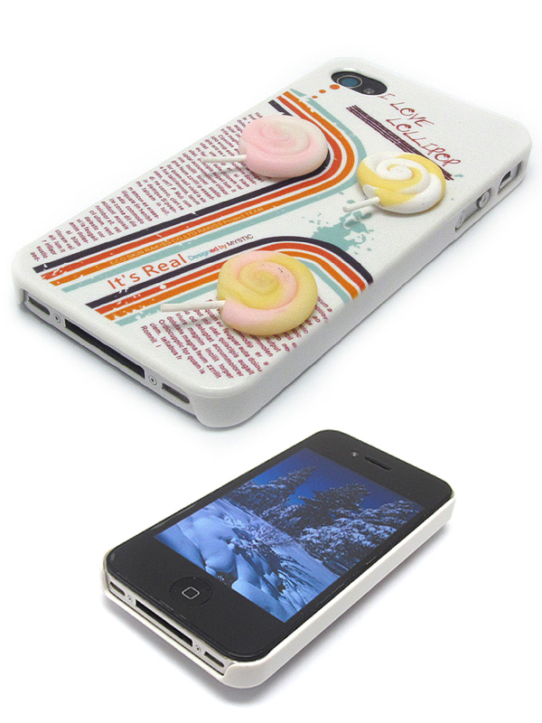 It real i love lollipop theme with acryl lollipops cellphone case - hard case for iphone 4 - 4s