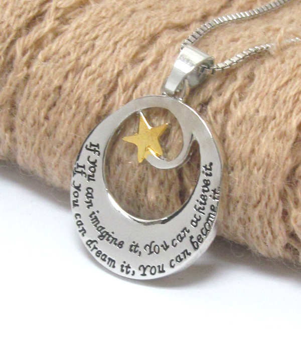 Etsy style message necklace - if you can imagine it you can achieve it if you can dream it you can become it