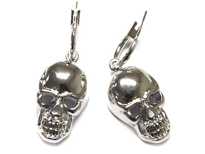 Made in korea whitegold plating crystal skull earring