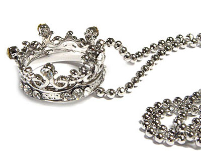 Made in korea whitegold plating crystal crown necklace