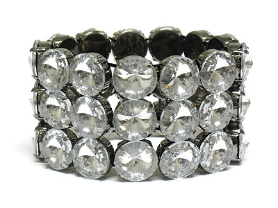 Three row round epoxy stone stretch bracelet