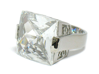 Big square cubic zirconia party ring