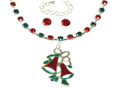 Christmas theme double bell necklace set