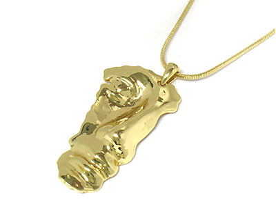 Fragment of memory metal face necklace