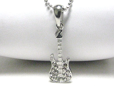 Crystal stud guitar pendant necklace