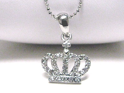 Crystal stud crown pendant necklace