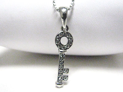 Crystal stud key pendant necklace