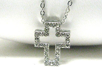 Crystal stud cross pendant necklace