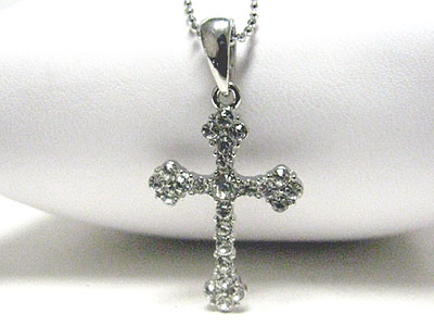 Crystal stud cross pendant necklace