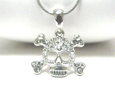 Crystal stud skull pendant necklace