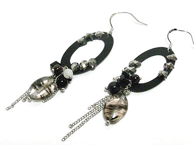 Semi precious stone and tassel drop earring