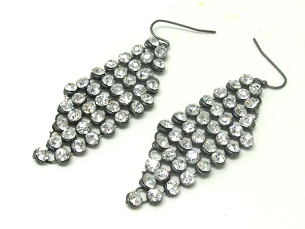 Crystal stud rhombus earring