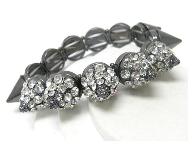 Crystal stud spike stretch bracelet