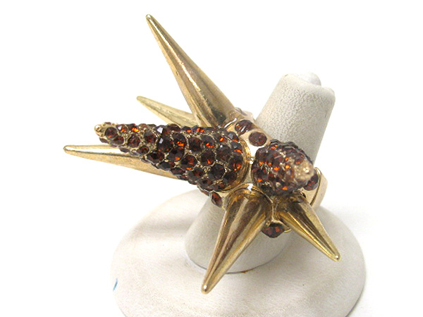 Crystal stud spike stretch ring