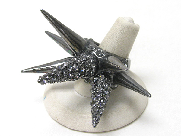 Crystal stud spike stretch ring